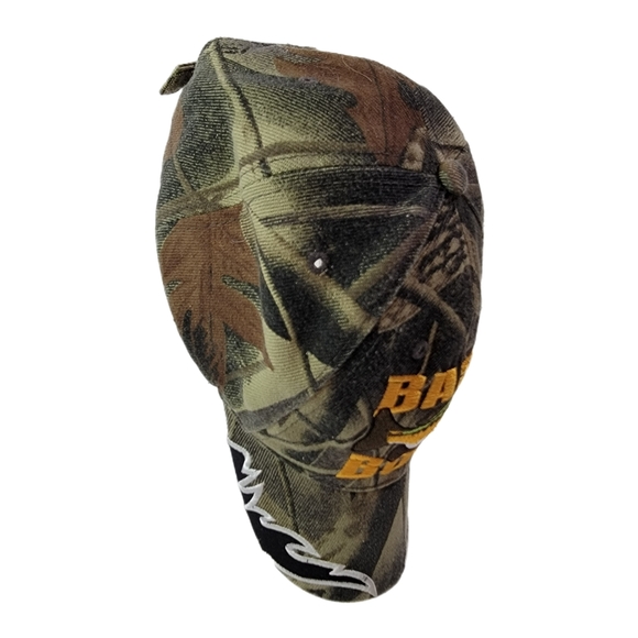 Bass Boss Camouflage Flames Embroidered Bass Fish One Size Fits All Baseball Cap - Picture 3 of 7